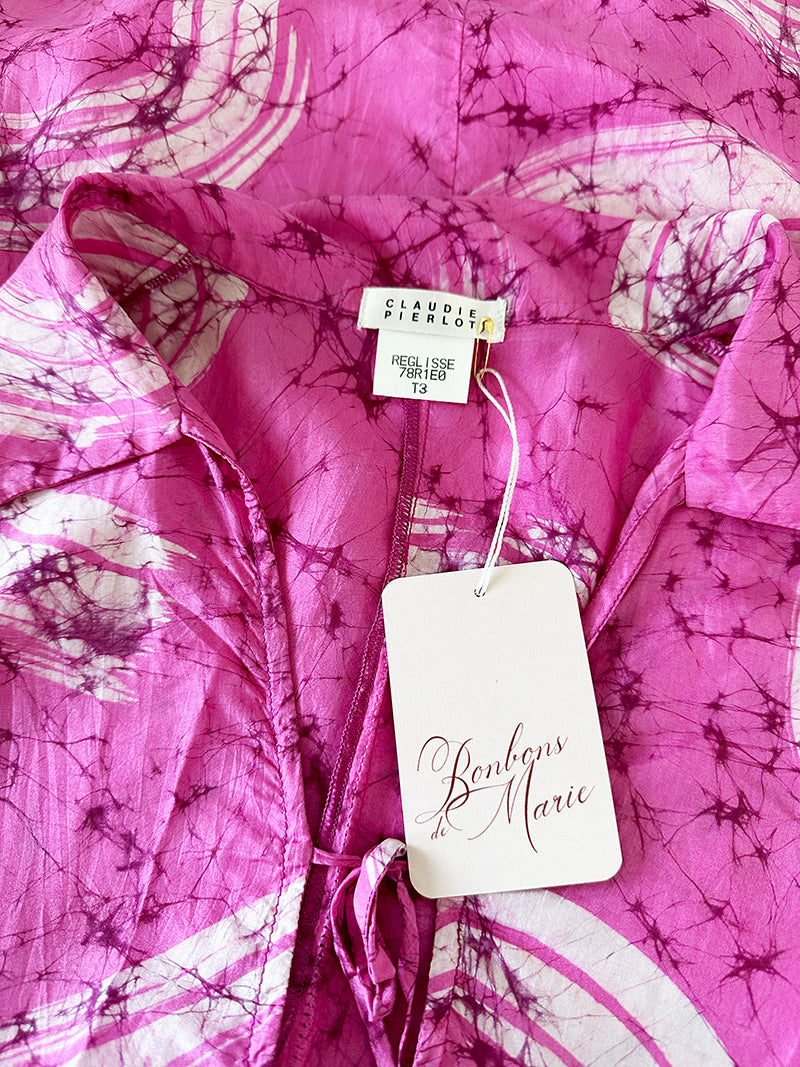 Roze zijden strandjurk