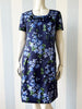 Blauwe floral 60s jurk