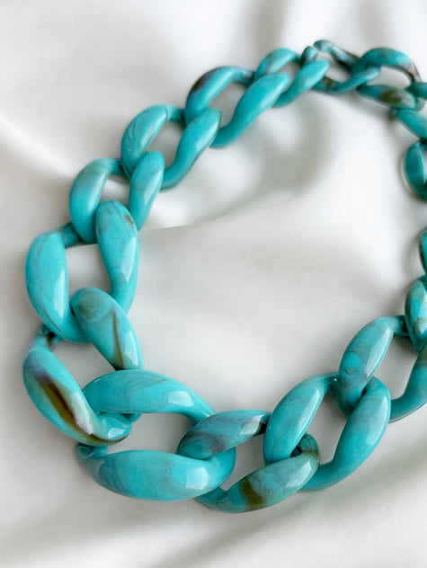 GERESERVEERD Turquoise chunky halsketting