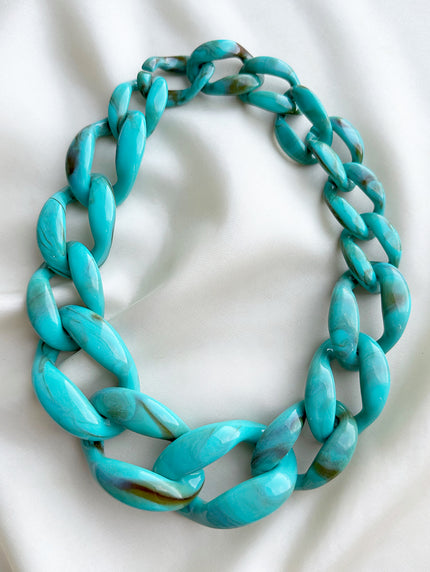 GERESERVEERD Turquoise chunky halsketting