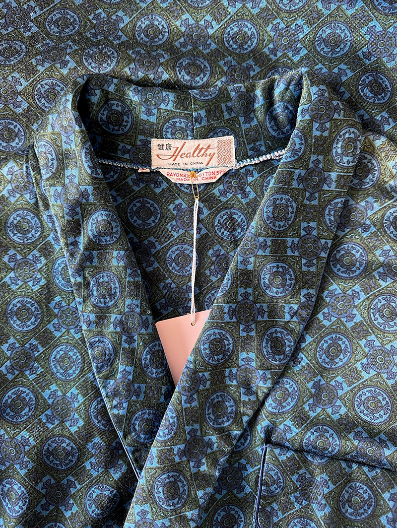 Groen/blauwe print kamerjas