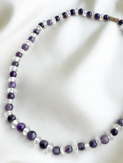 Collier van amethist en bergkristal