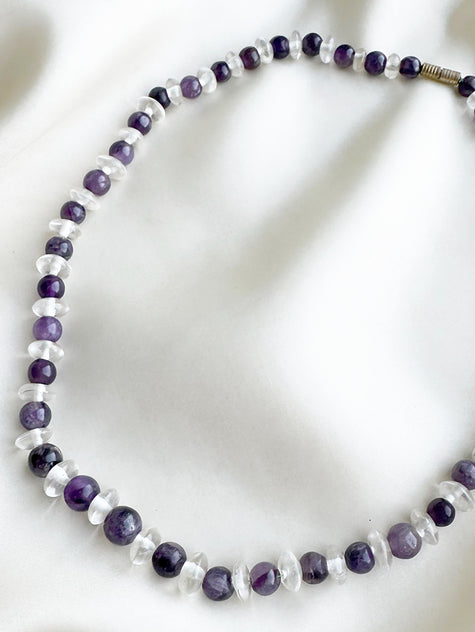 Collier van amethist en bergkristal