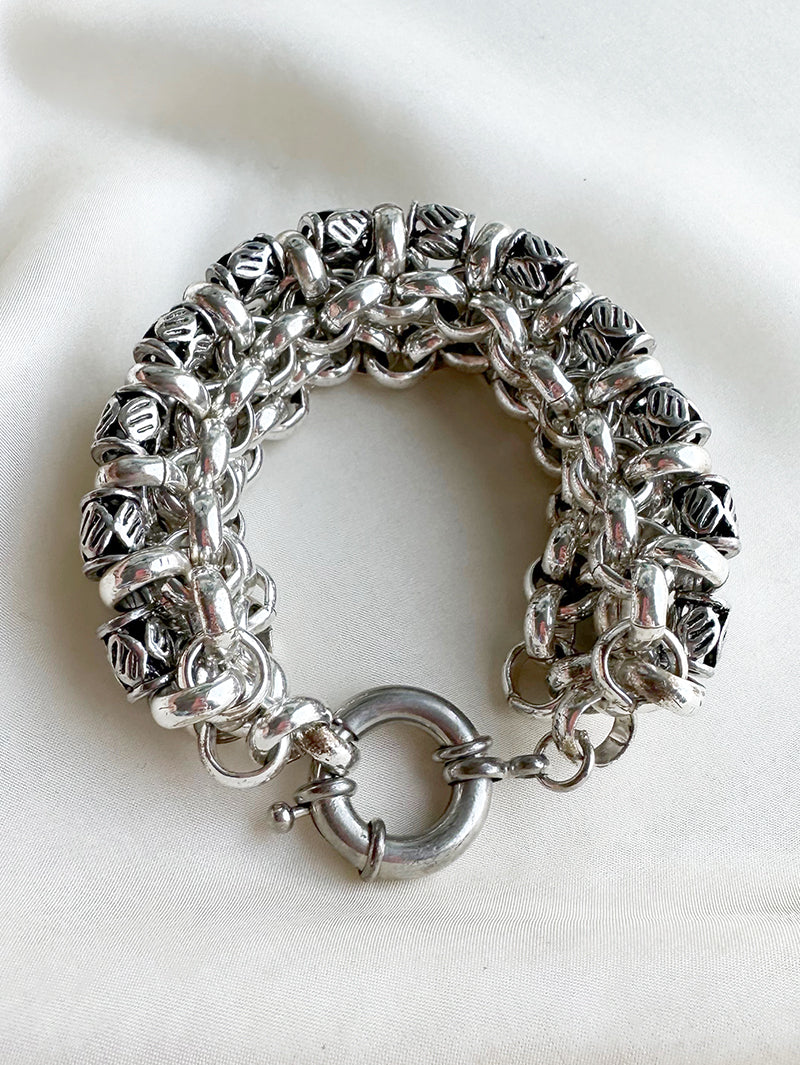 Brede zilveren armband