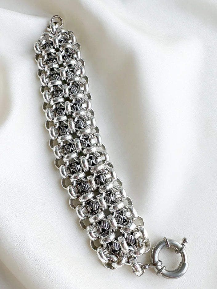 Brede zilveren armband