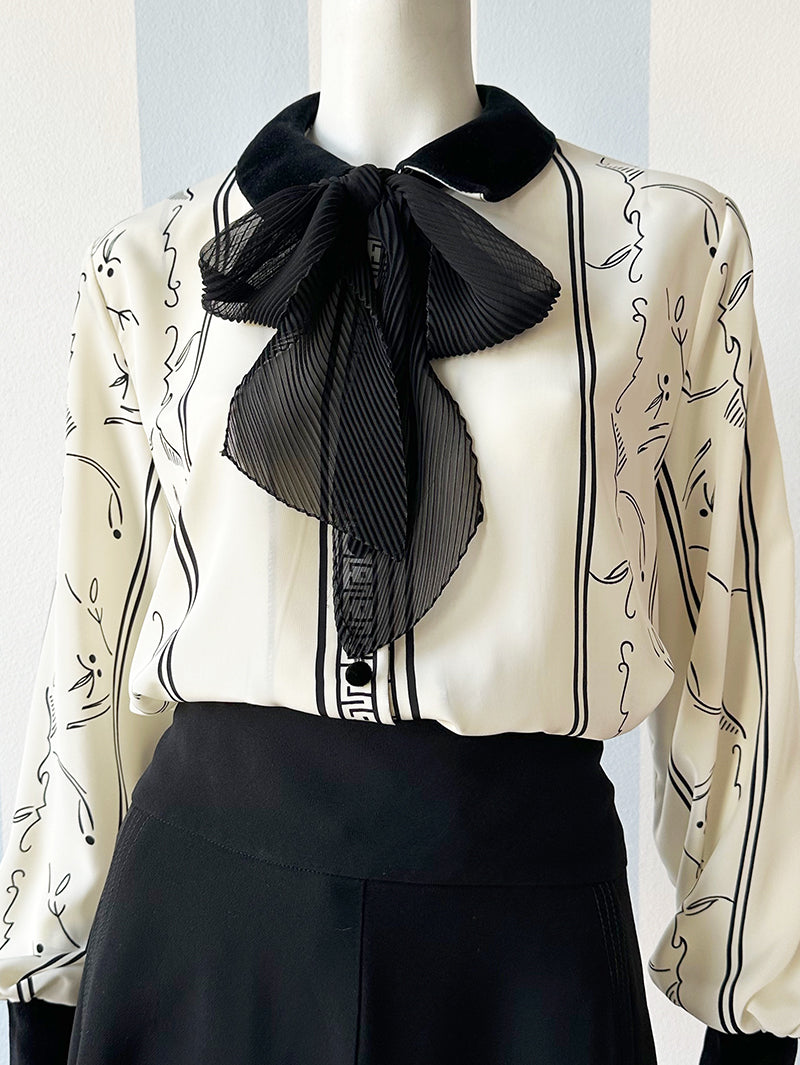 Blouse met fluwelen details