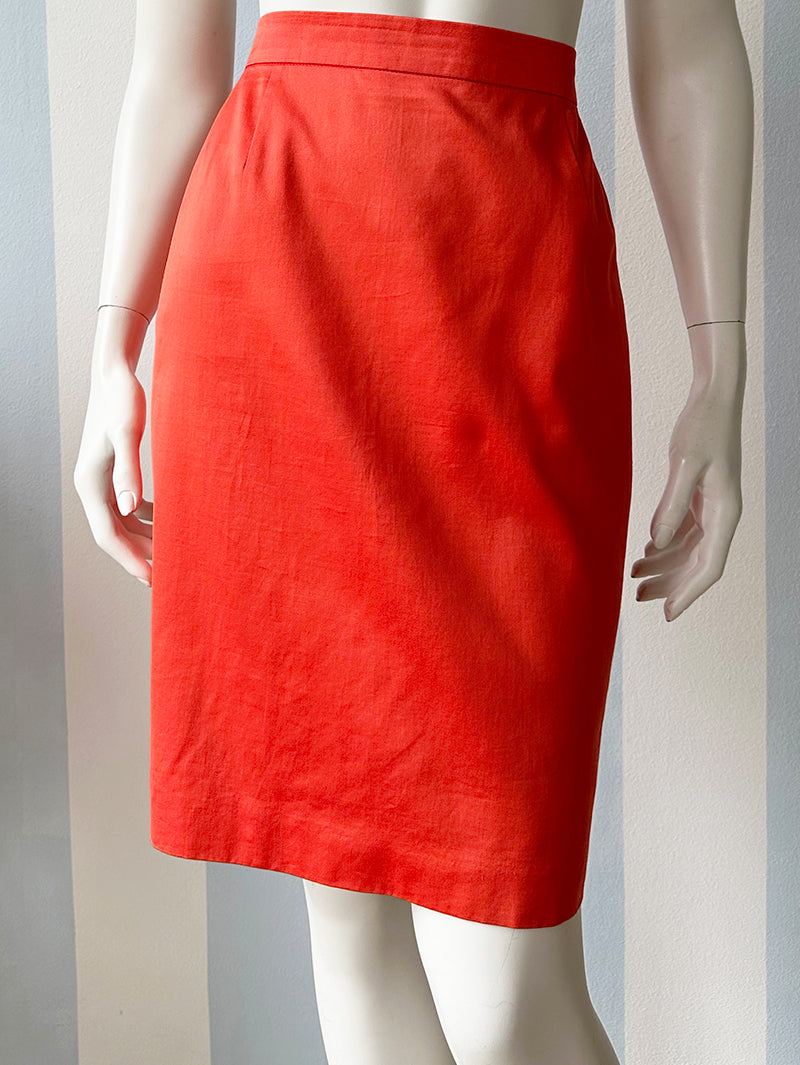 Oranje/rood designer kokerrokje