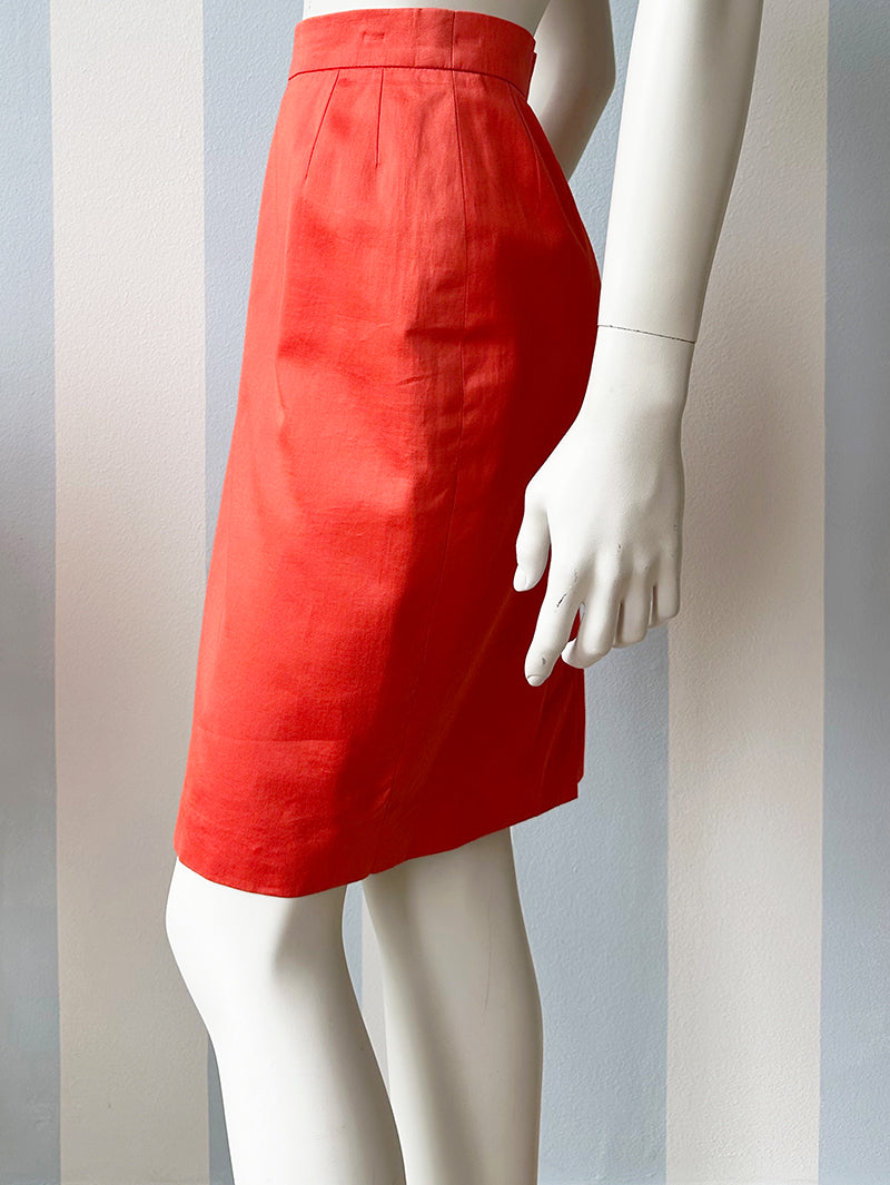 Oranje/rood designer kokerrokje