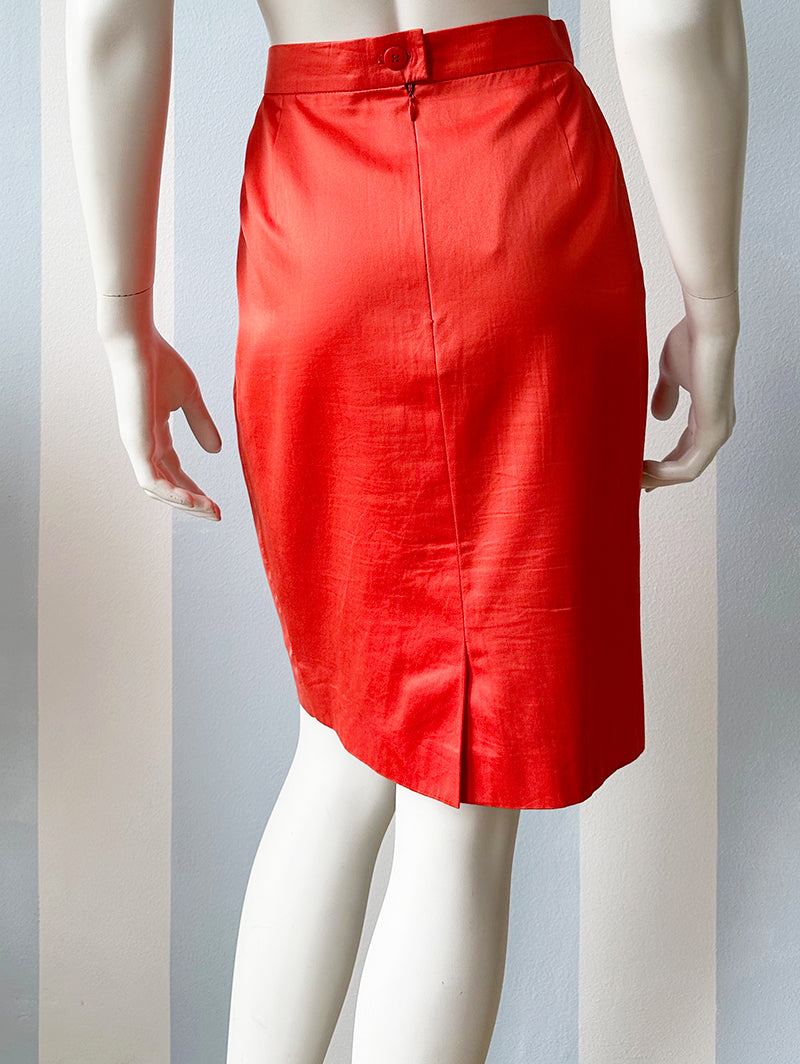 Oranje/rood designer kokerrokje