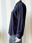 Donkerblauwe designer blouse