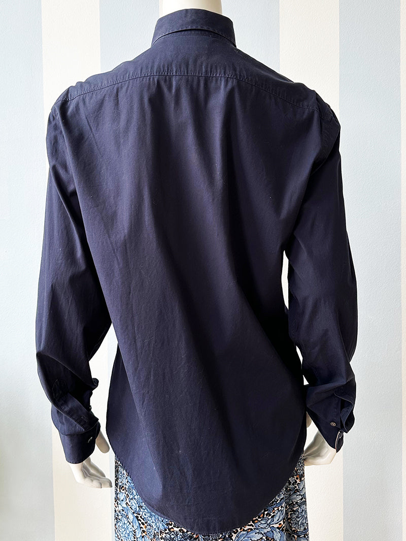 Donkerblauwe designer blouse