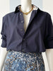 Donkerblauwe designer blouse
