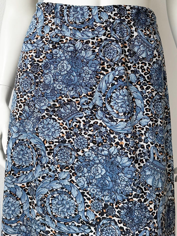 Floral & luipard stretch rok