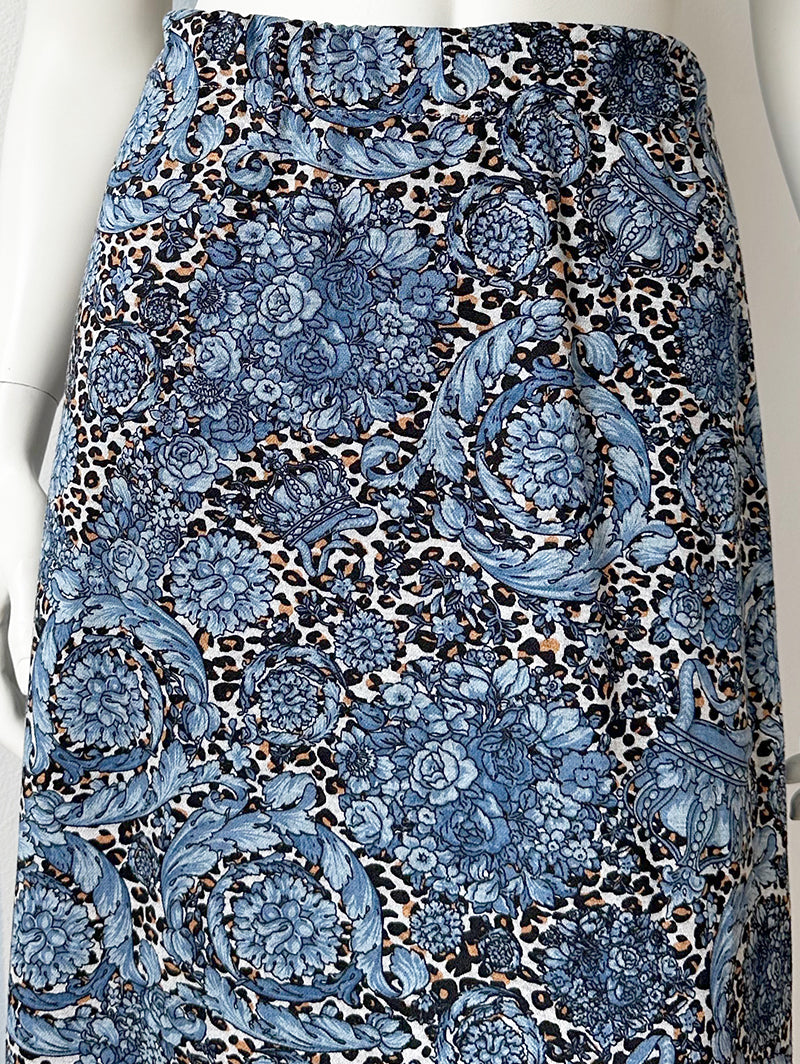 Floral & luipard stretch rok