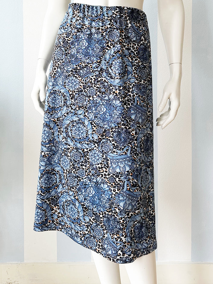 Floral & luipard stretch rok