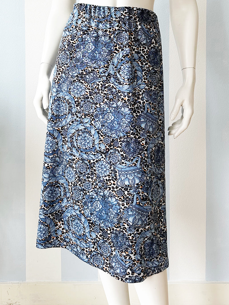 Floral & luipard stretch rok