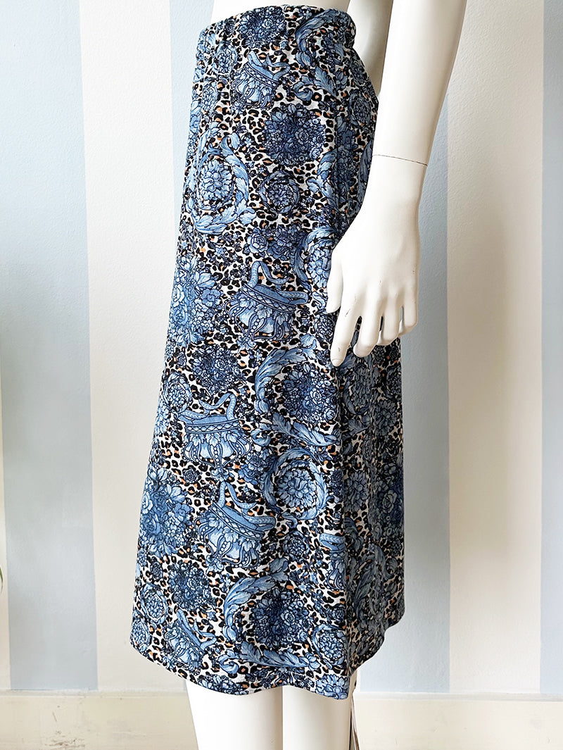 Floral & luipard stretch rok