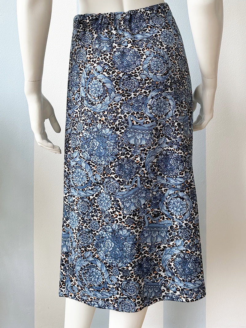 Floral & luipard stretch rok