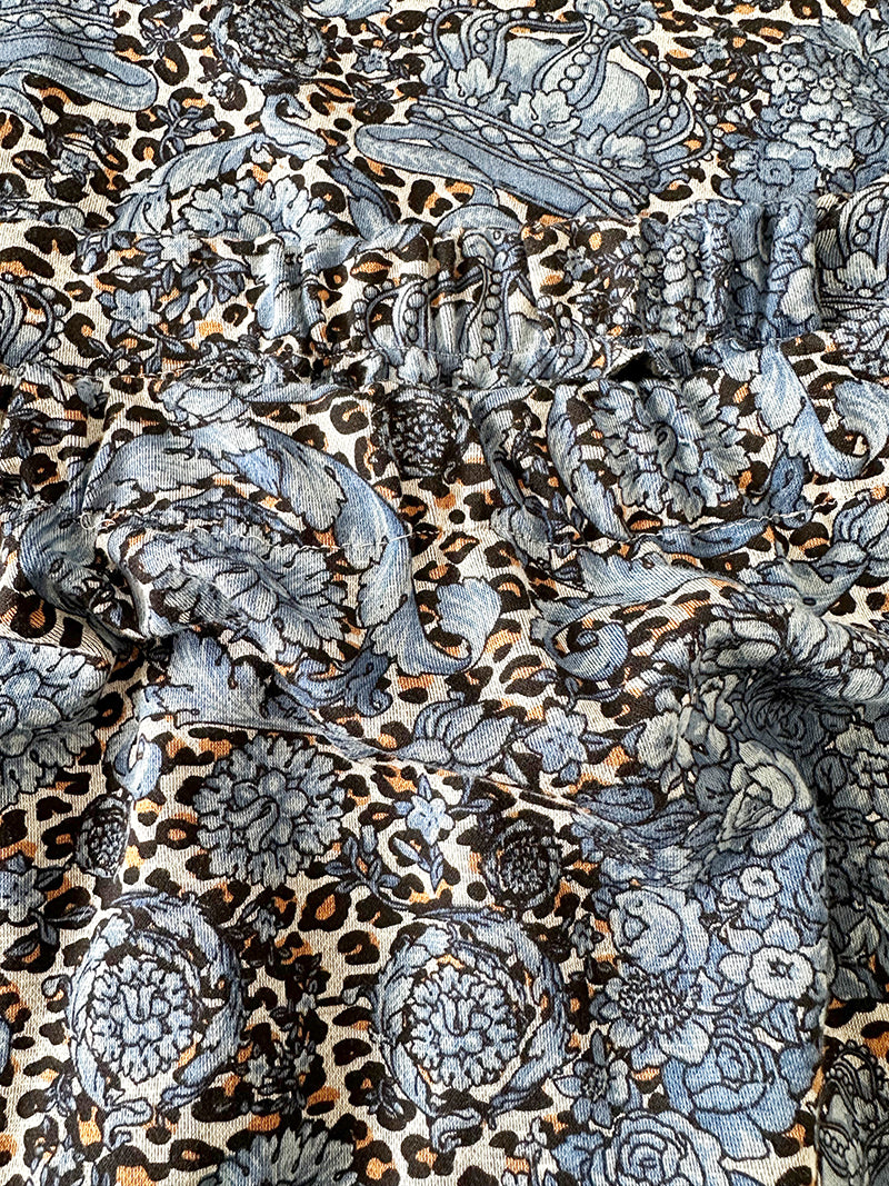 Floral & luipard stretch rok