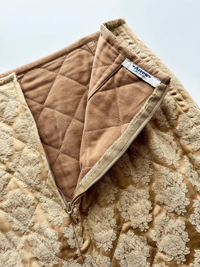 Quilted camel kokerrokje