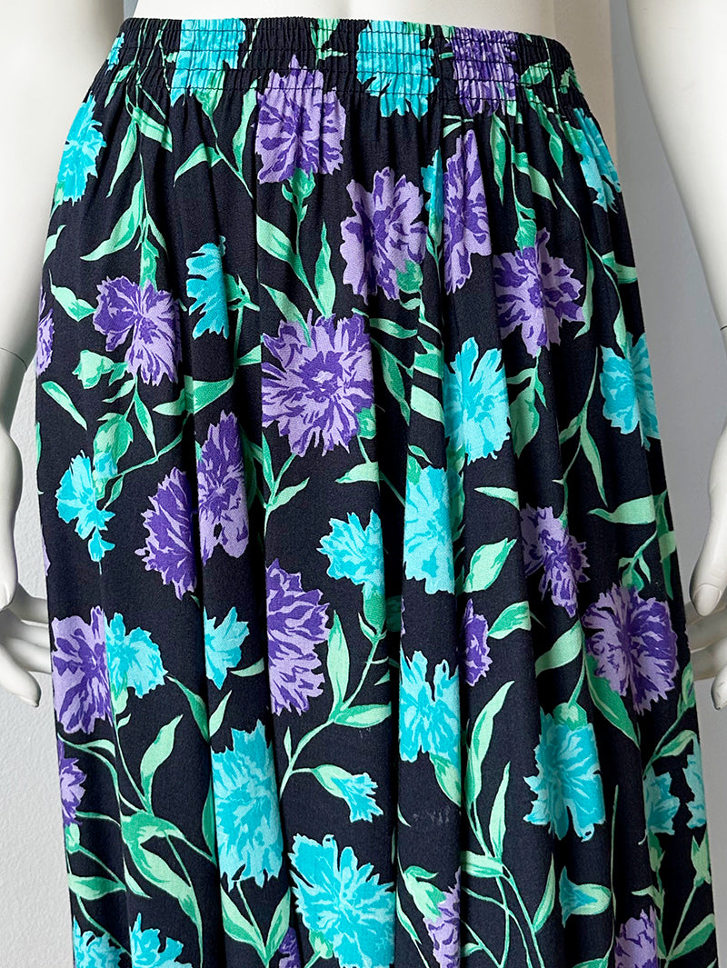 Donkerblauwe floral rok