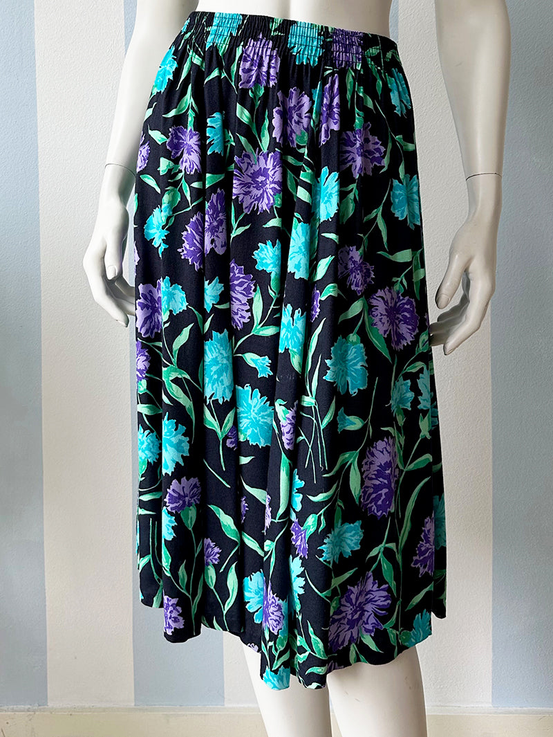 Donkerblauwe floral rok