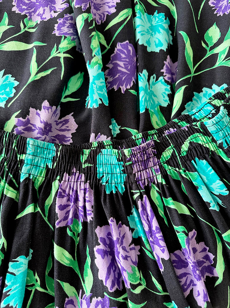 Donkerblauwe floral rok