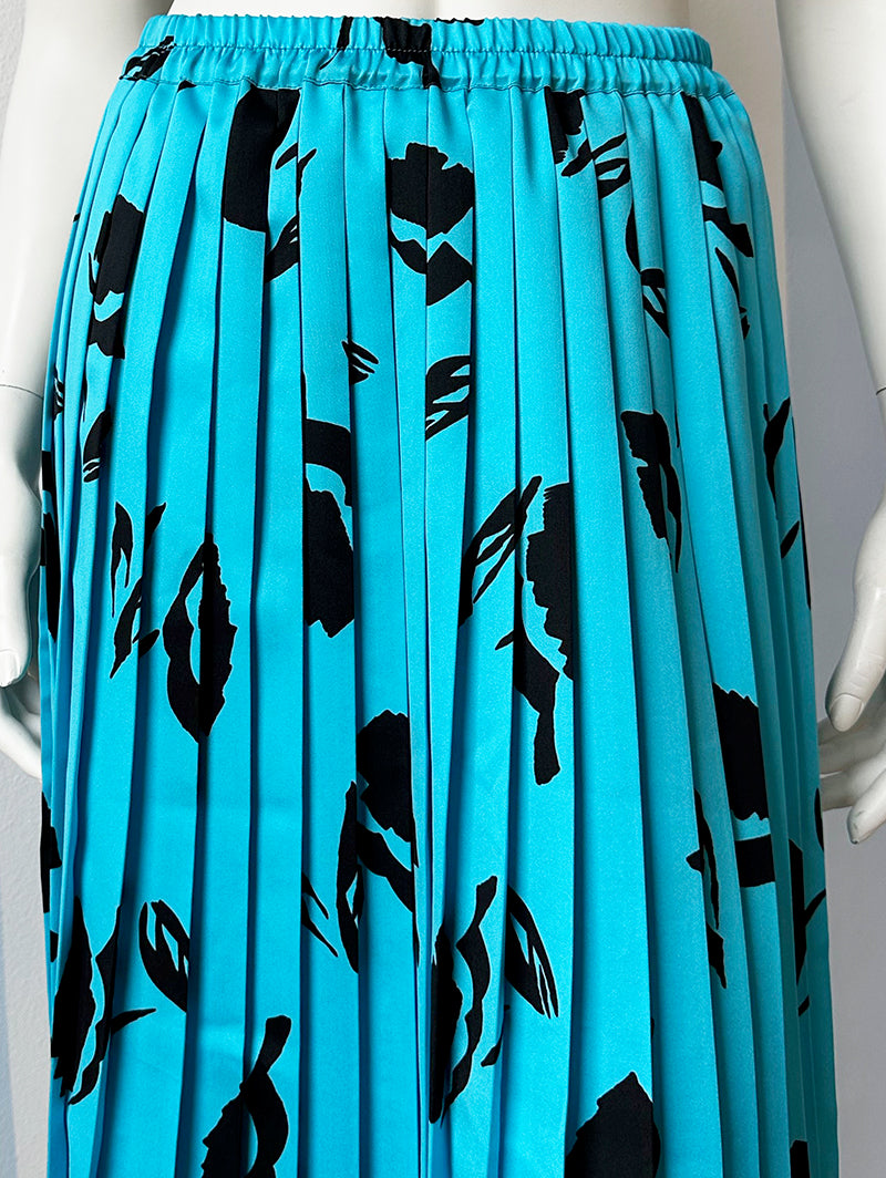 Blauwe floral plissérok