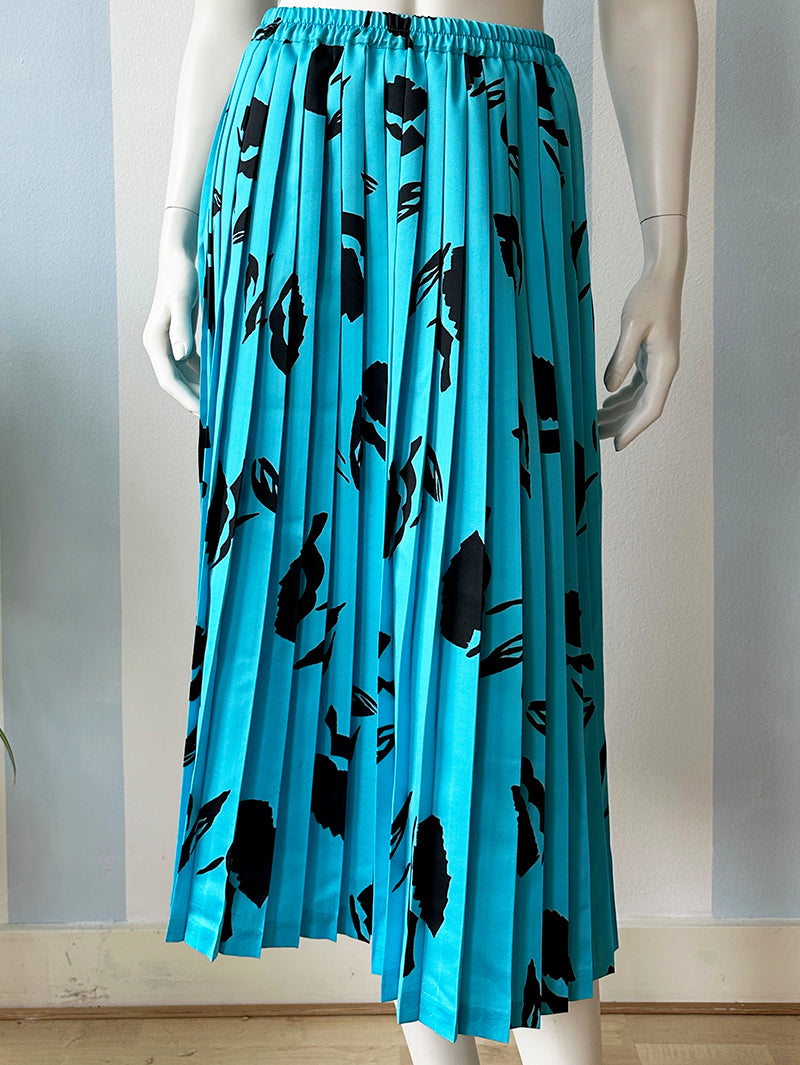 Blauwe floral plissérok