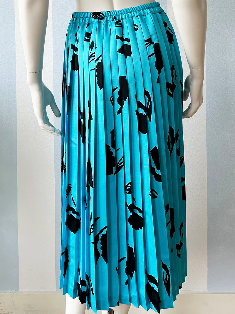 Blauwe floral plissérok