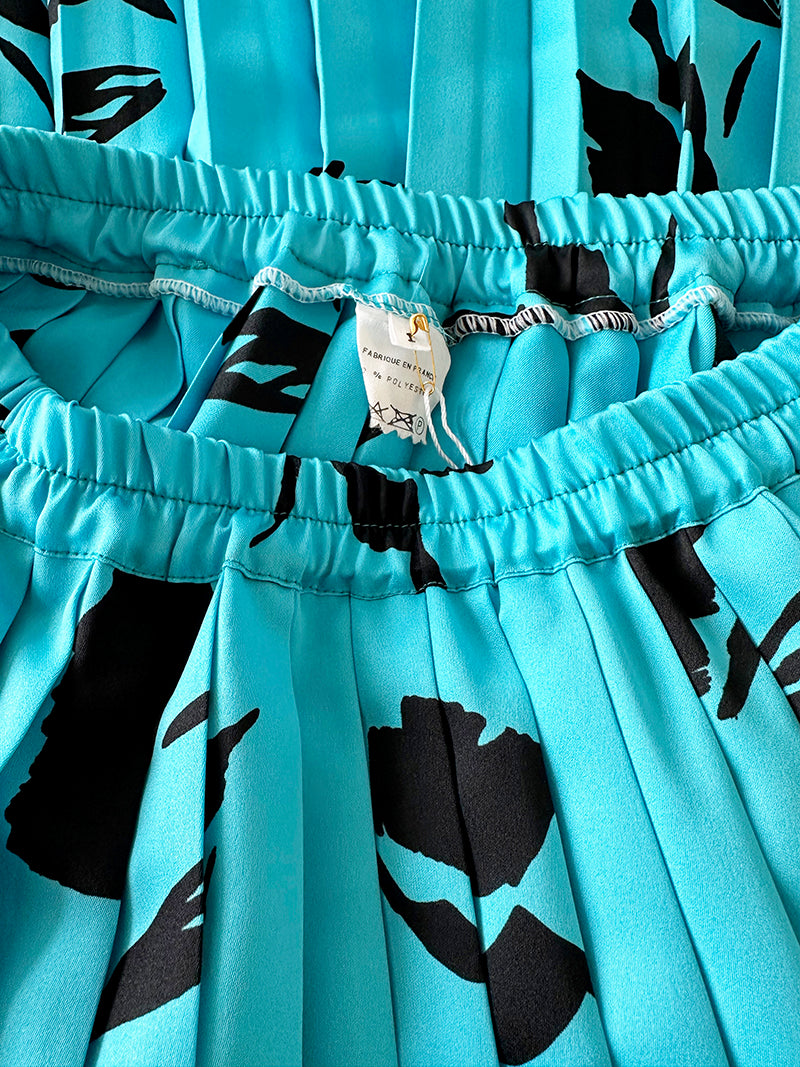 Blauwe floral plissérok