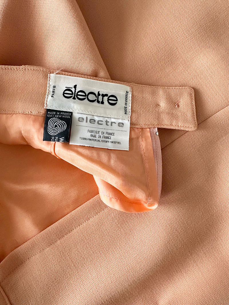 Pasteloranje scheerwollen kokerrokje