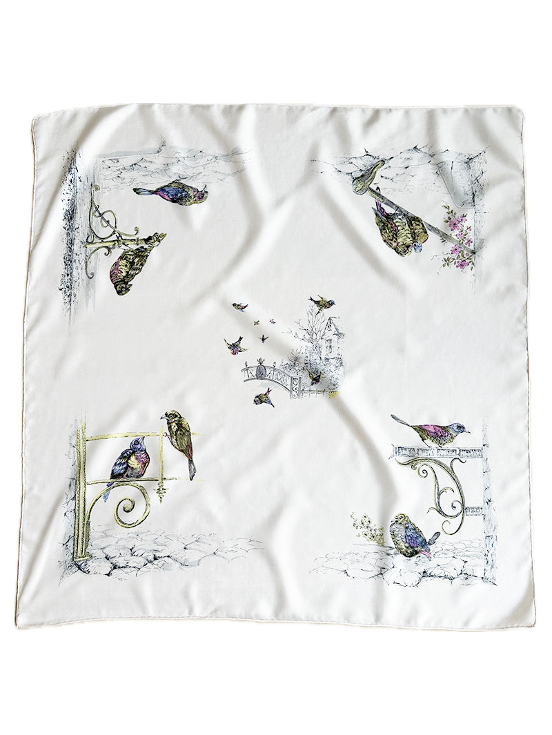 Zijden sjaal met vogeltjes
