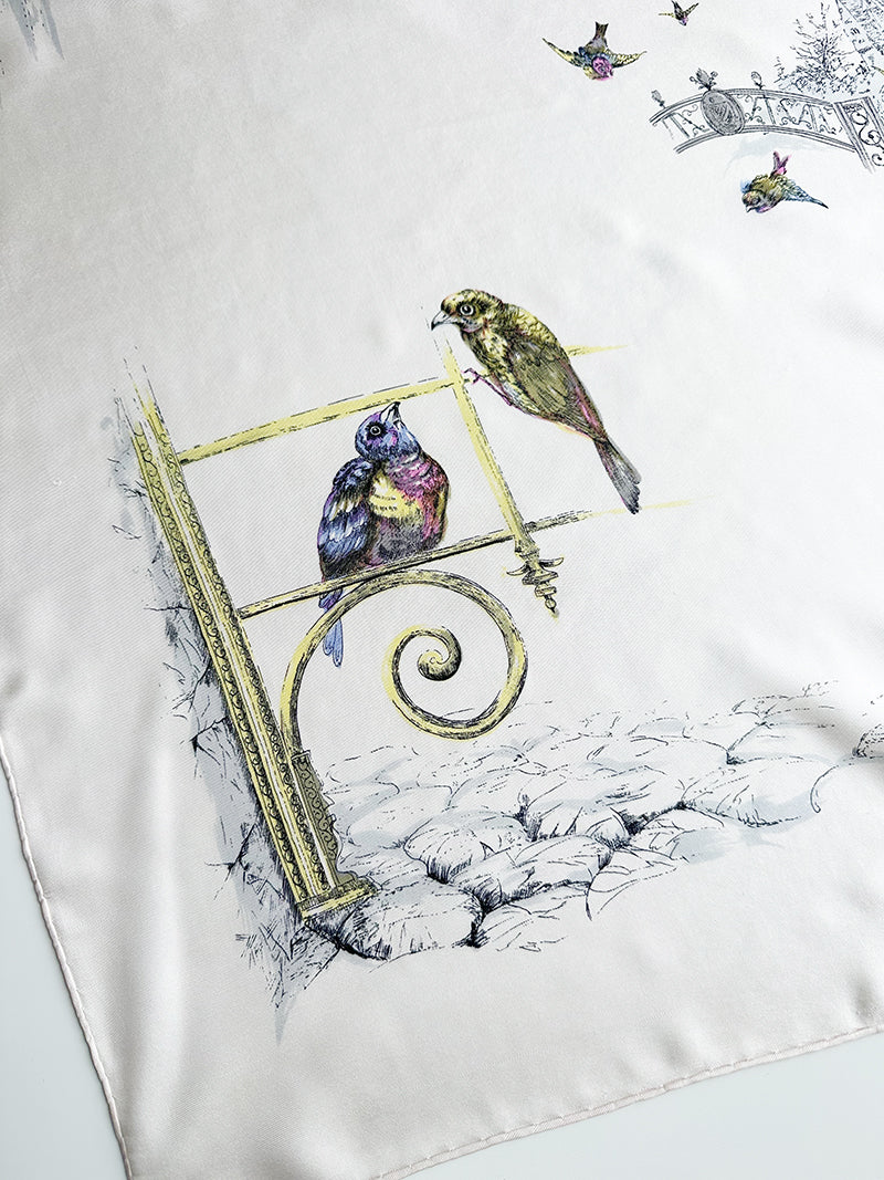 Zijden sjaal met vogeltjes