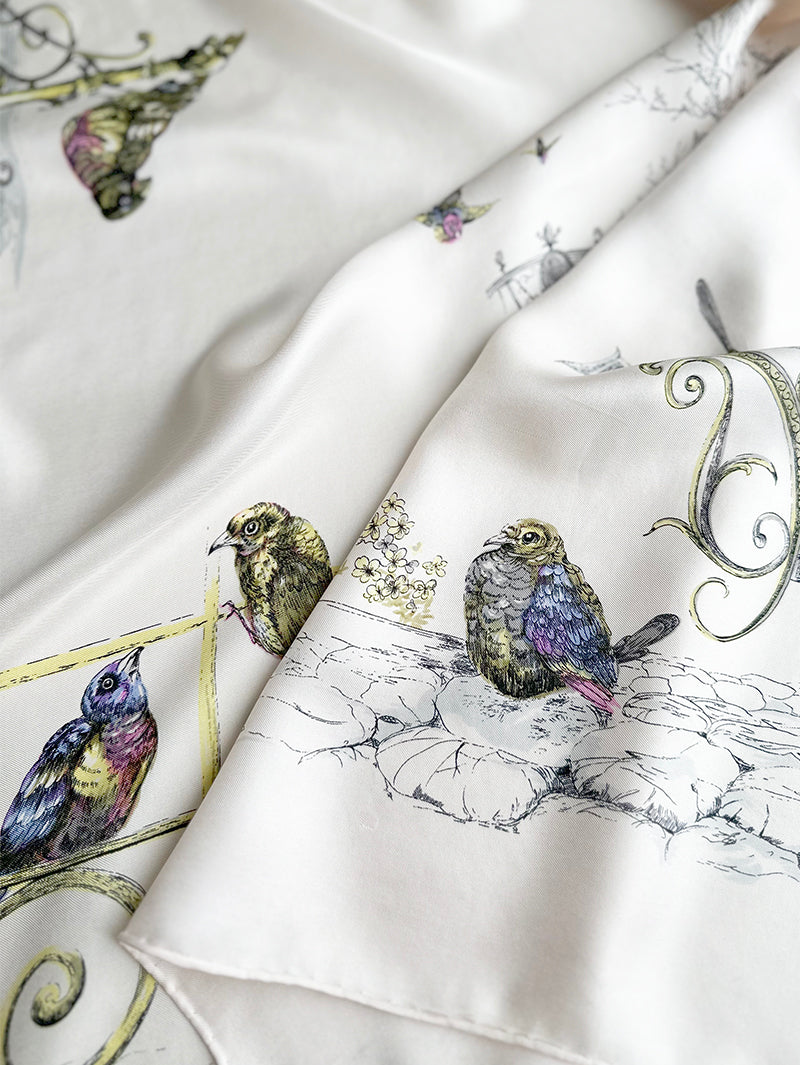 Zijden sjaal met vogeltjes