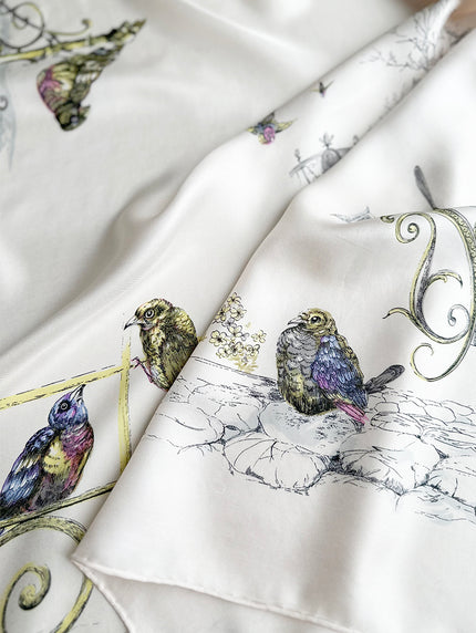 Zijden sjaal met vogeltjes