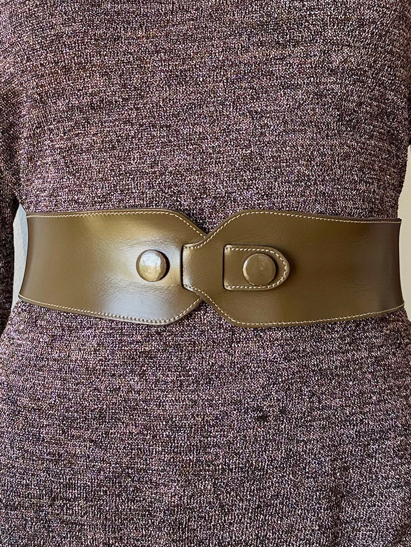 Olijfgroene leren ceintuur