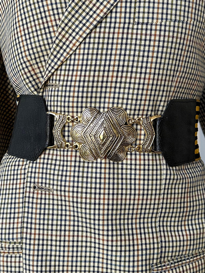 Geel/zwart brede gestreepte ceintuur