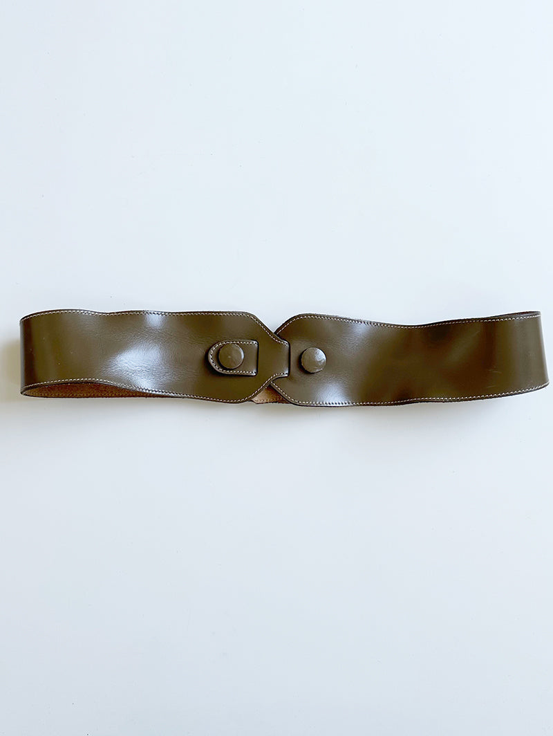 Olijfgroene leren ceintuur