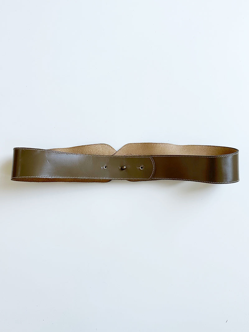 Olijfgroene leren ceintuur