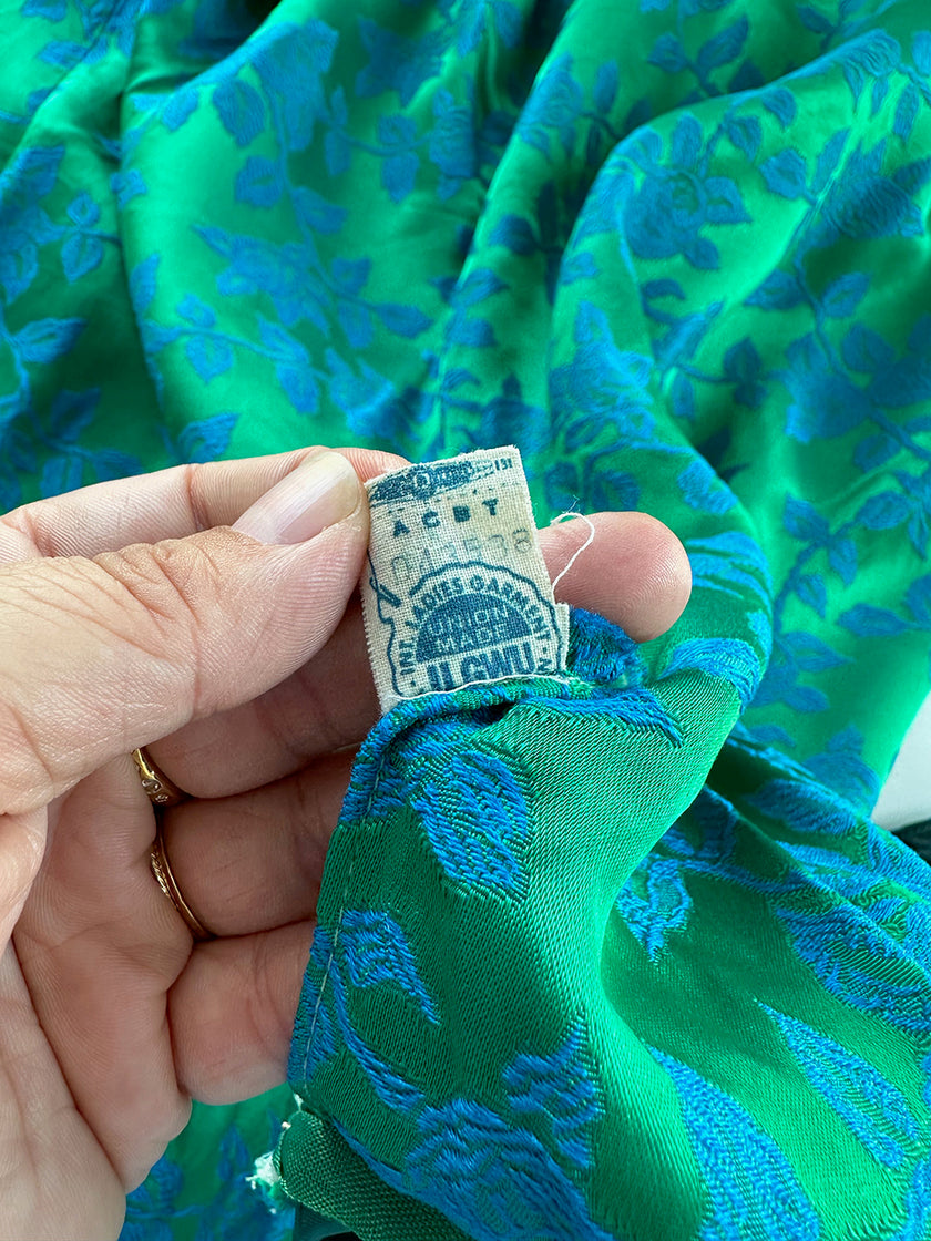 Groen/blauwe floral 60s jurk