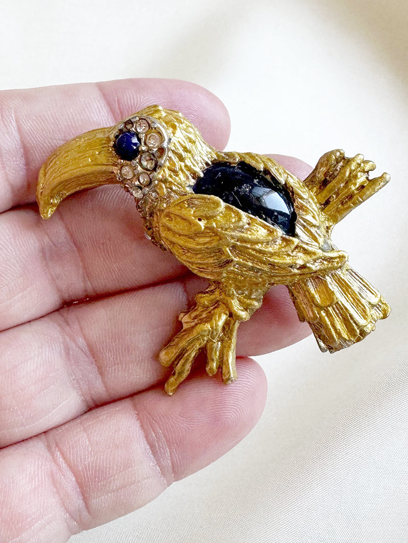 Gouden toekan designer broche
