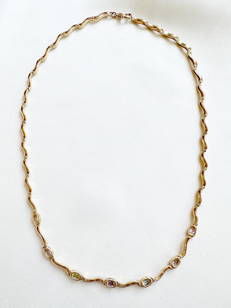 Verguld collier met steentjes