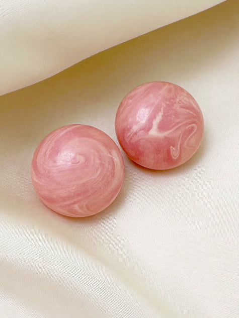 Ronde roze clip oorbellen