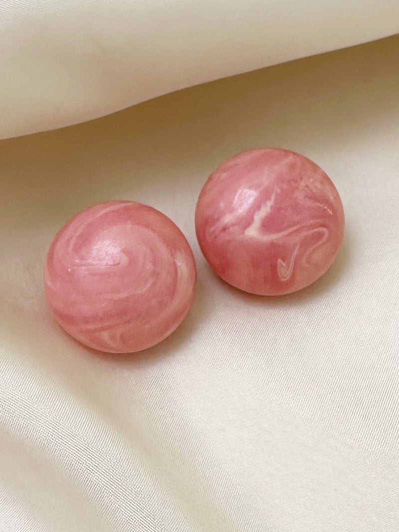 Ronde roze clip oorbellen