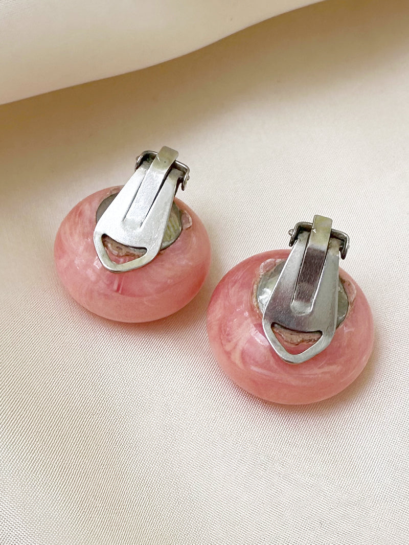 Ronde roze clip oorbellen