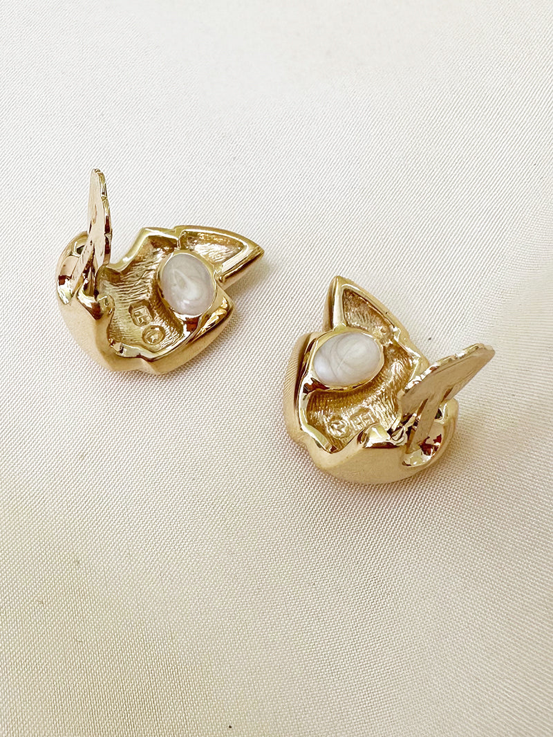Vergulde designer clip oorbellen