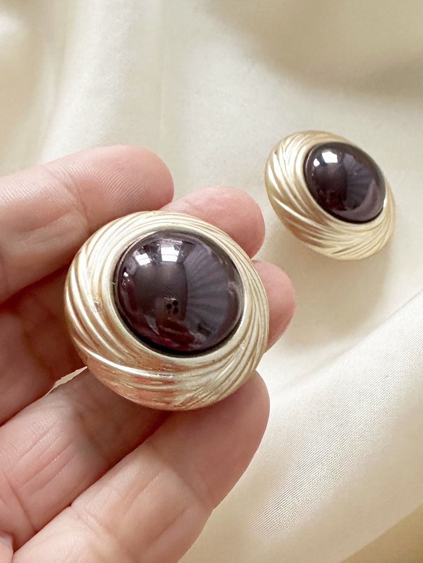 Ronde antraciet clip oorbellen