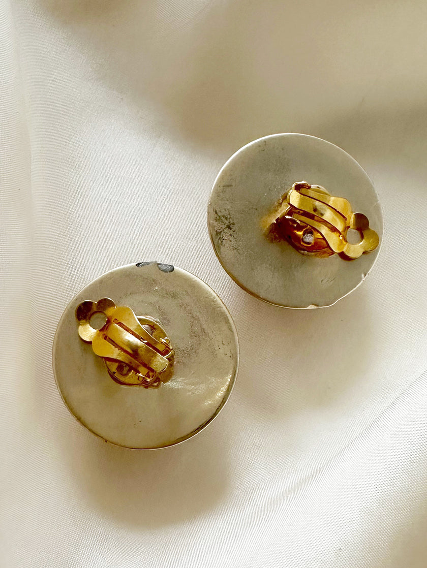 Ronde antraciet clip oorbellen