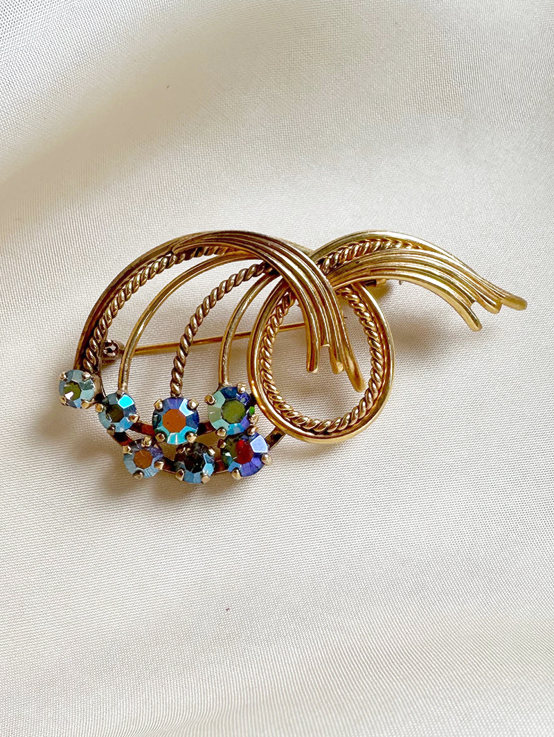 Gouden strass broche